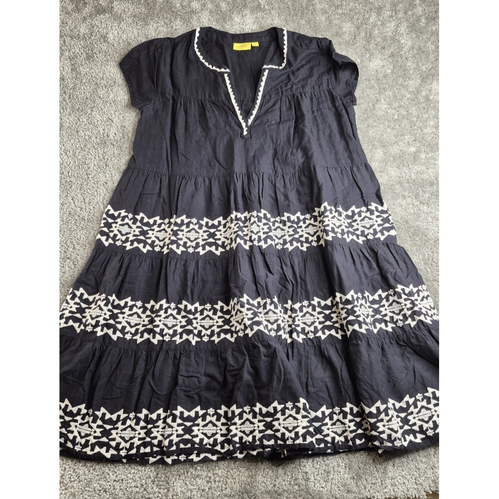 Roller Rabbit Dress Size Medium Black Pamela Embroidery‎ Detail Cotton Cover-up
